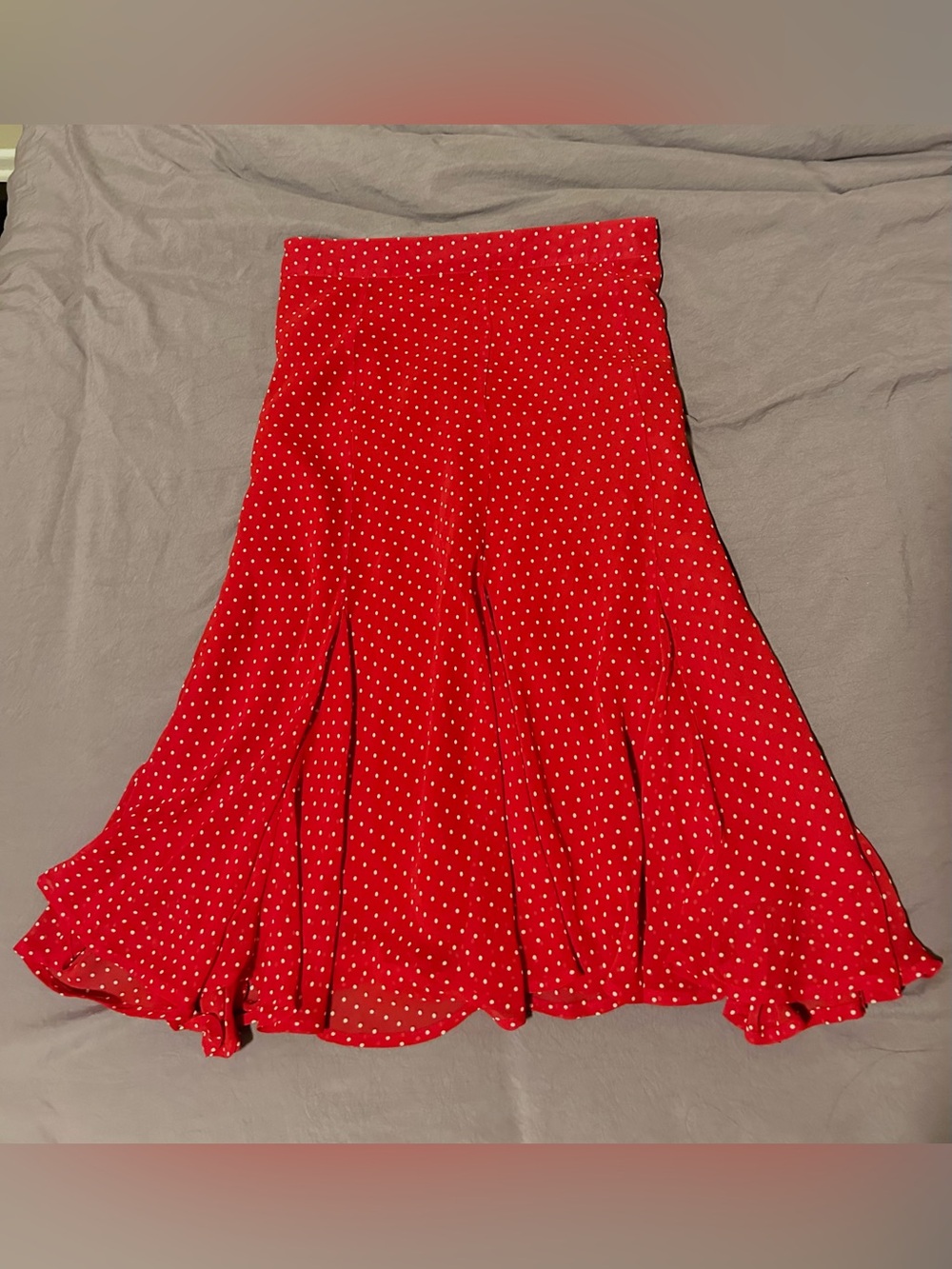 Red Polka Dot Midi Skirt